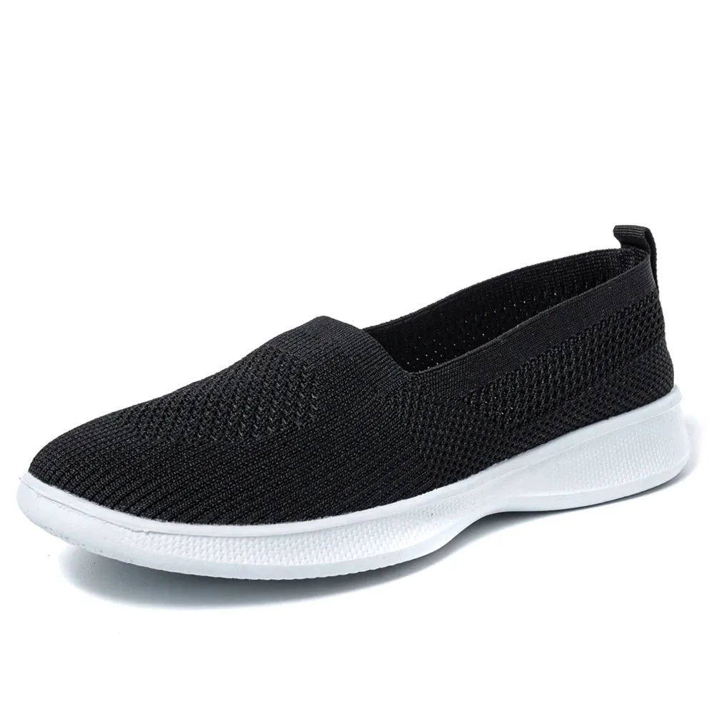 Summer Women Shoes Knitted Sock Women's Sneakers Slip On Shoes Lightweight Flats Women Sports Shoes Plus Size Loafers Plus Size