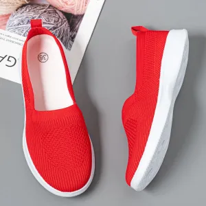 Summer Women Shoes Knitted Sock Women's Sneakers Slip On Shoes Lightweight Flats Women Sports Shoes Plus Size Loafers Plus Size