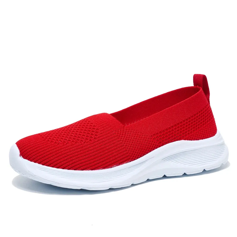 Summer Women Shoes Knitted Sock Women's Sneakers Slip On Shoes Lightweight Flats Women Sports Shoes Plus Size Loafers Plus Size