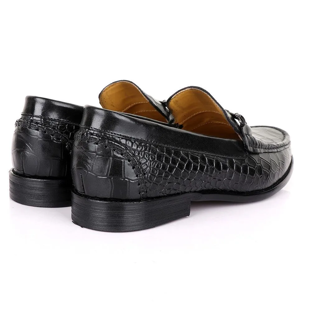 Terry Taylors Classic Chain Croc  Black Leather Shoe