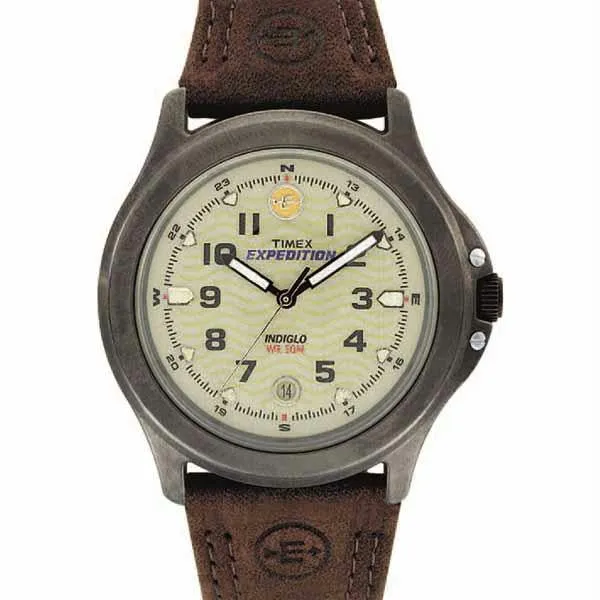 Timex Mens Expedition Brown Leather Strap Watch