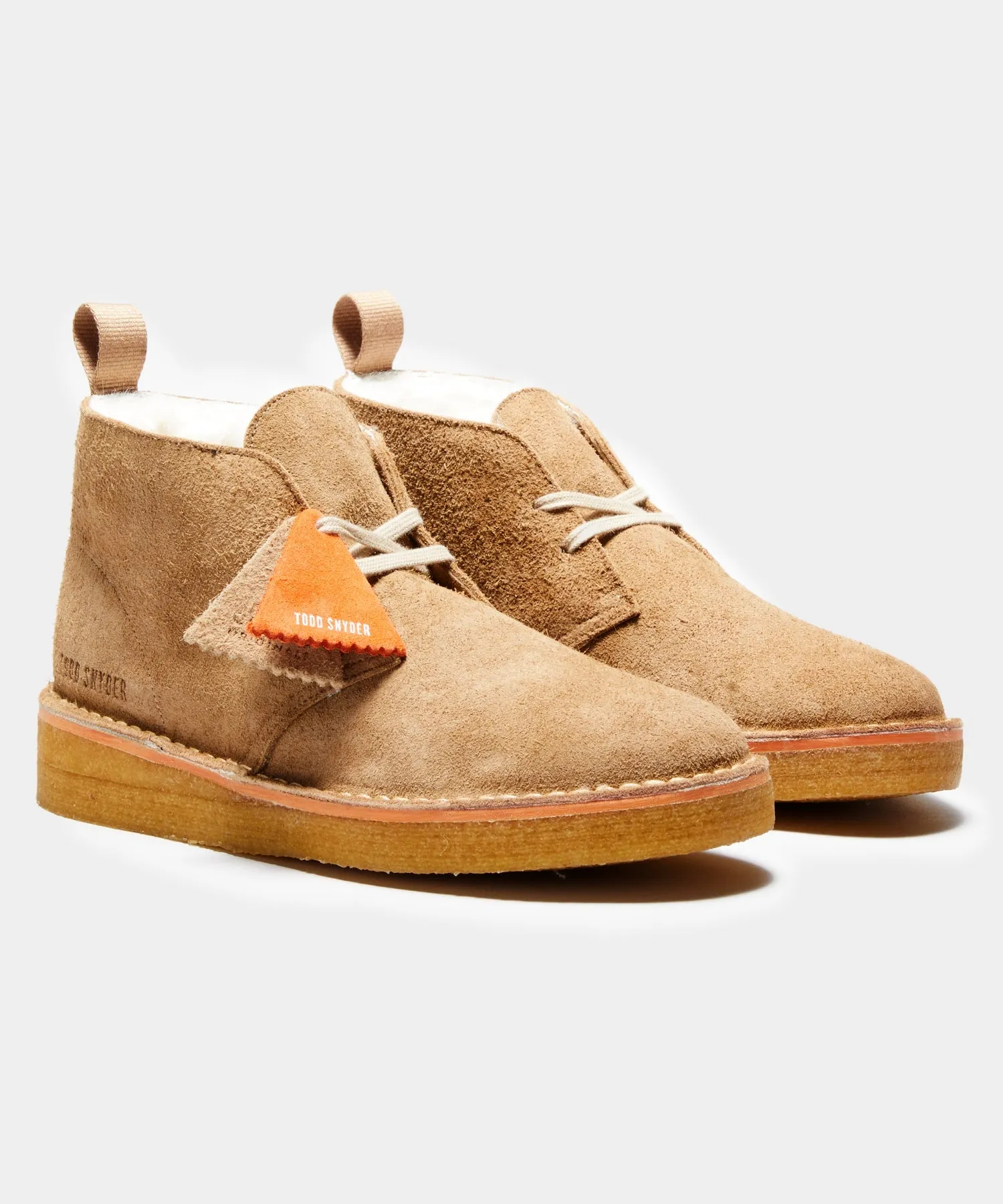 Todd Snyder X Clarks Shearling Desert Boot in Brown