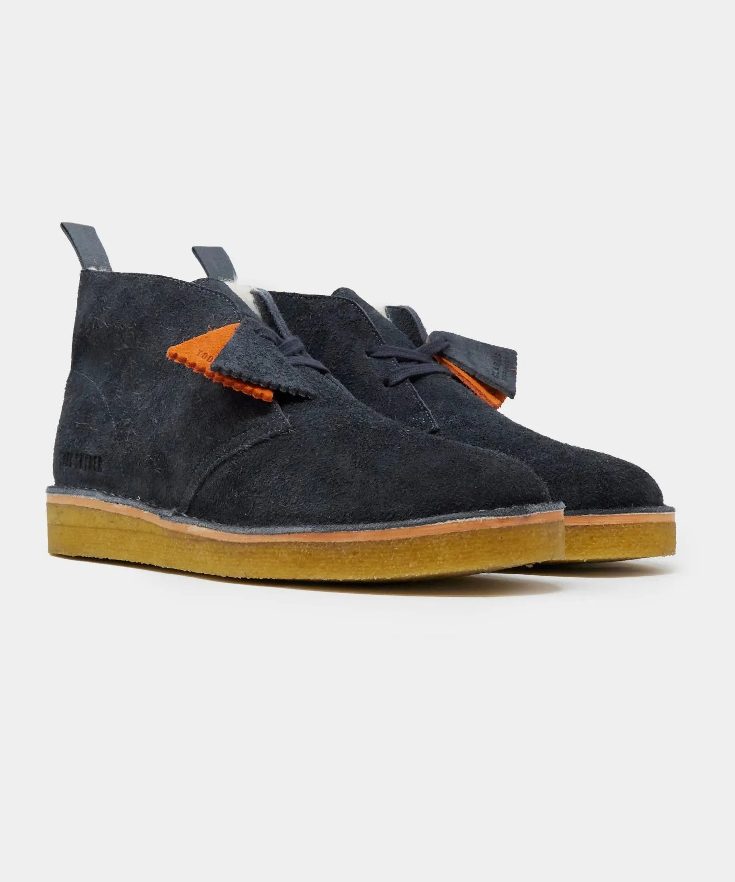 Todd Snyder X Clarks Shearling Desert Boot in Navy