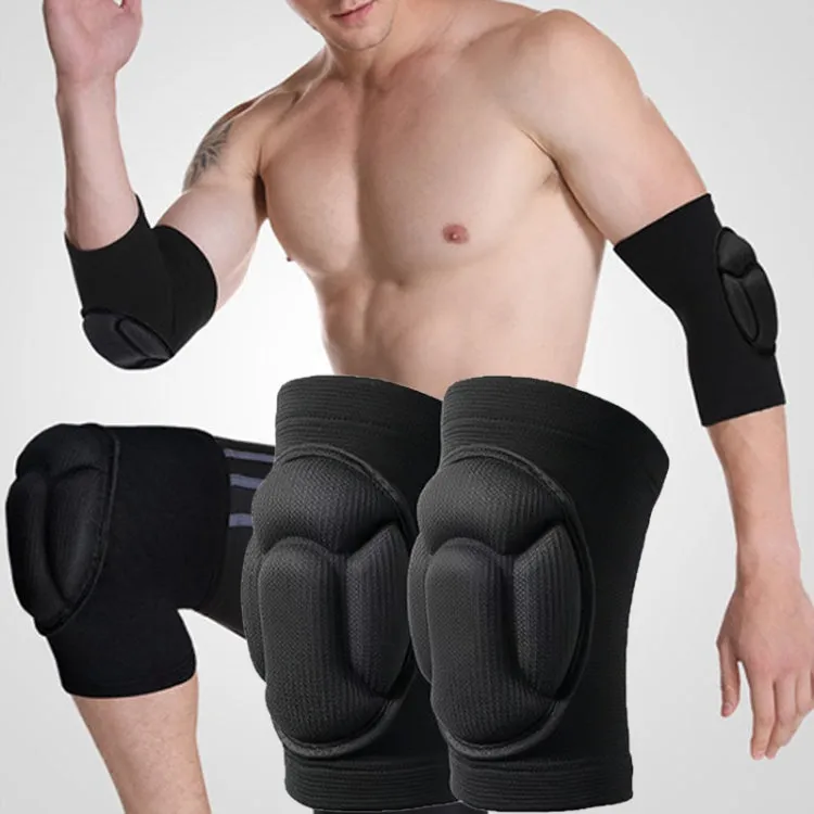 Turtle Shell Sponge Knee Pads Knitted Elbow Pads Thickened Anti-fall Yoga Roller Skating Cycling Protector, Size: M(Black)