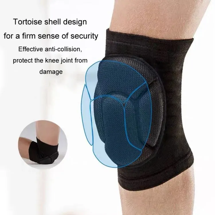 Turtle Shell Sponge Knee Pads Knitted Elbow Pads Thickened Anti-fall Yoga Roller Skating Cycling Protector, Size: M(Black)