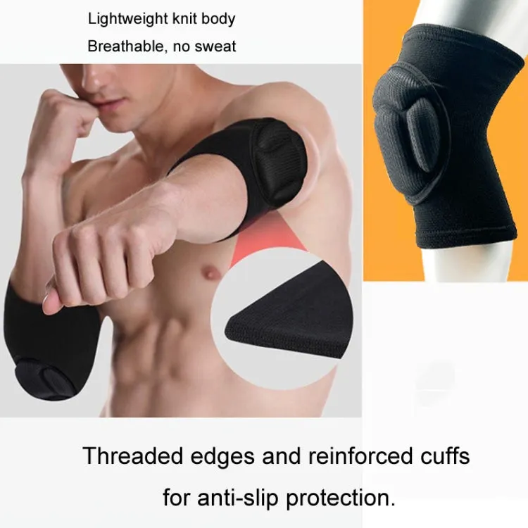 Turtle Shell Sponge Knee Pads Knitted Elbow Pads Thickened Anti-fall Yoga Roller Skating Cycling Protector, Size: M(Black)