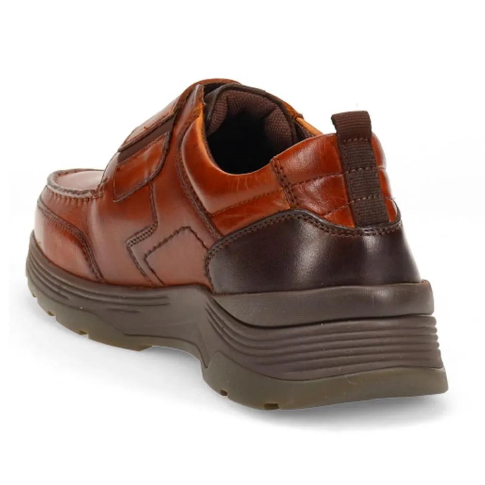 Ultra-Wide Leather Touch-Fasten Shoes - DREW / 326 018