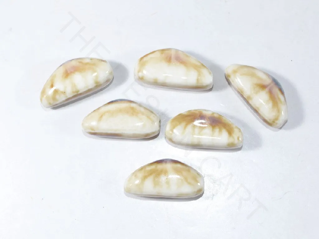 White Brown Semi-Spherical Ceramic Beads