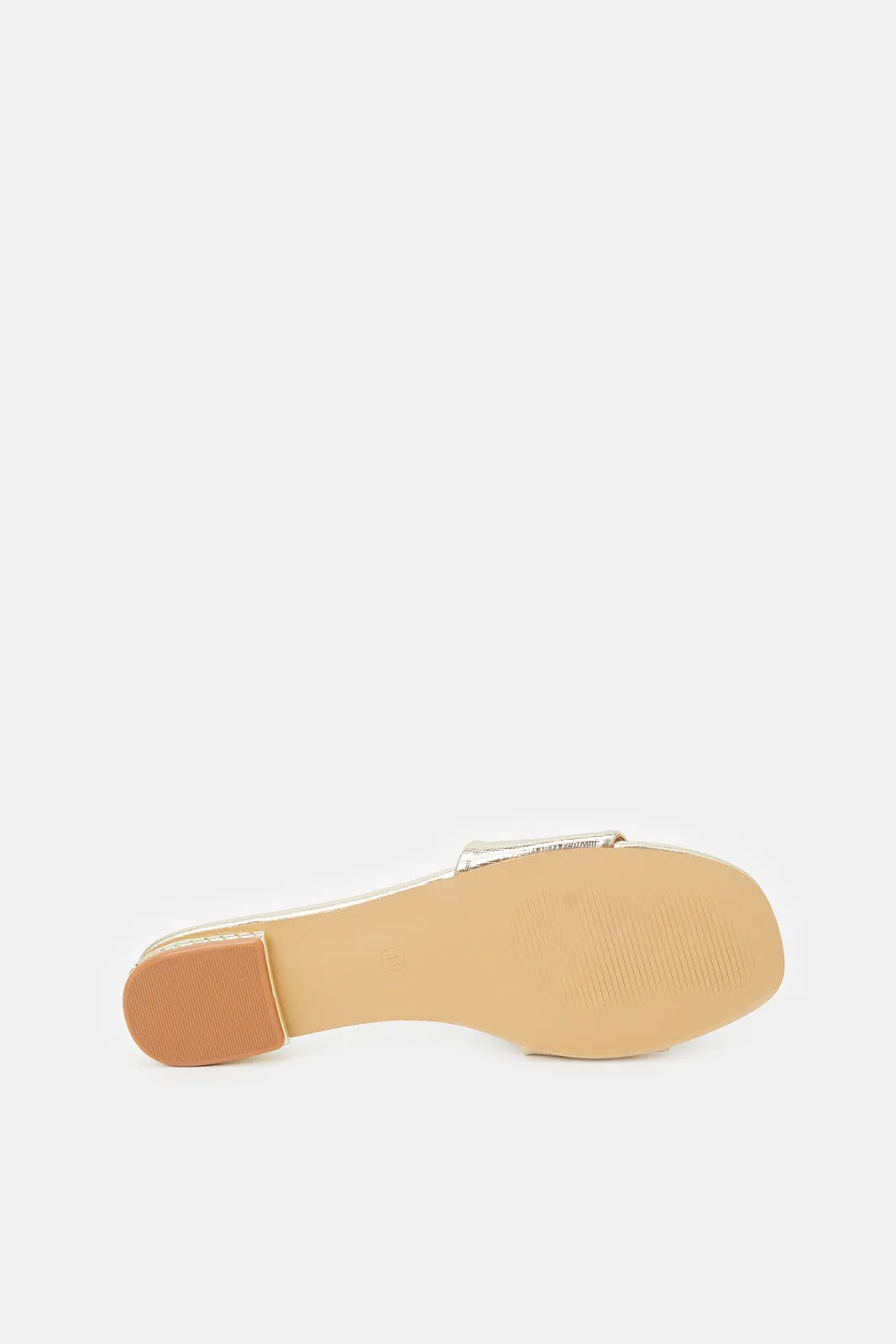 Women Gold Plain Skin Mule