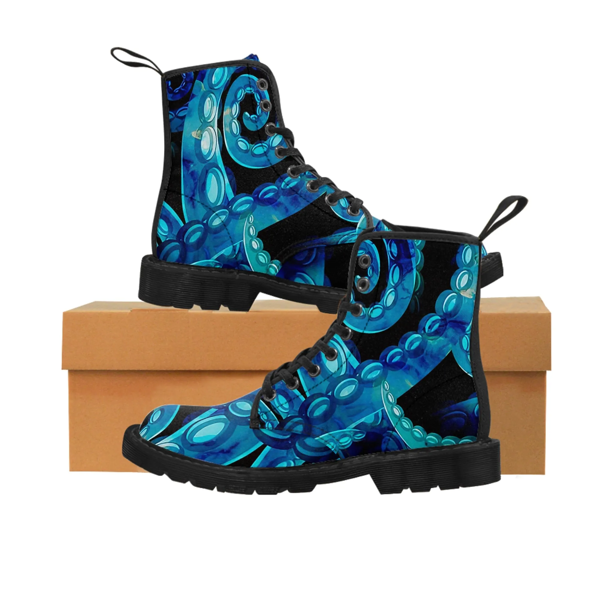 Women's Canvas Boots - Octopus Delight