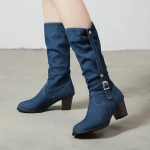 Women's Denim High Heels  Boots