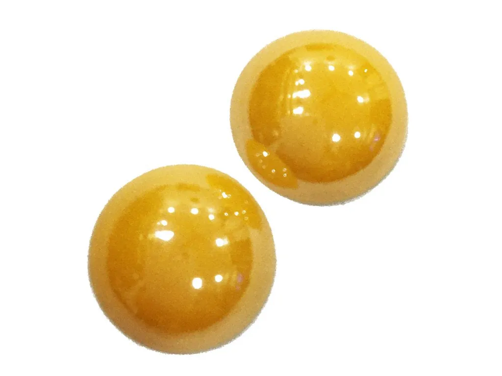 Yellow Circular Shiny Ceramic Stones (16 mm- Without Hole)